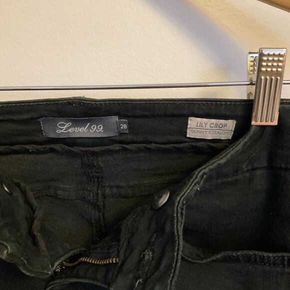 Anthropologie Crop Pant, Level 99, Skinny, Straight, Black Crop, size 28 - Picture 3 of 12